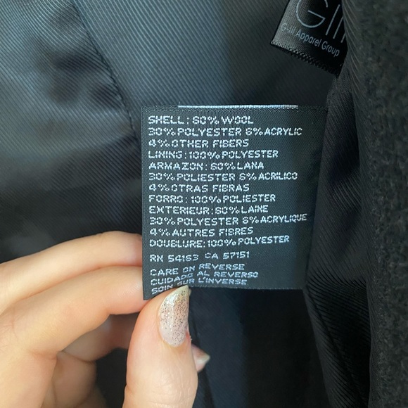 Jones NY Singel Breasted Long Wool Coat | Size 4P | Charcoal Gray - Picture 7 of 7